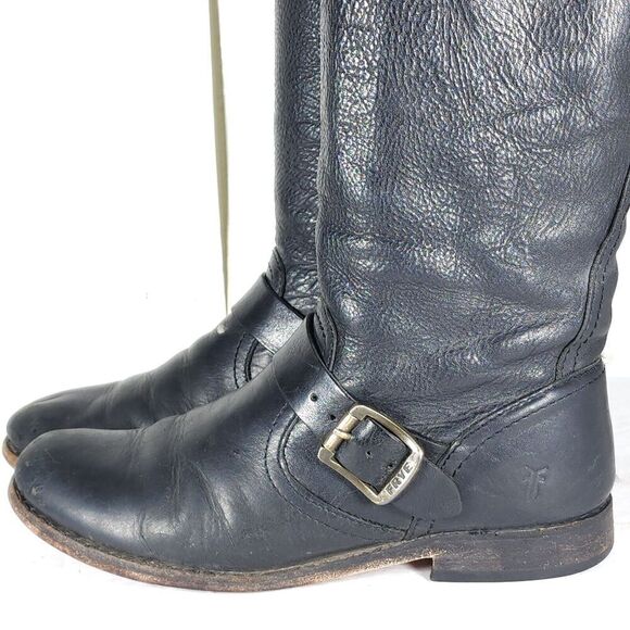 Frye Women's Veronica Slouch US 8,5B Black Leather PullOn Tall Riding Boots - Picture 3 of 16